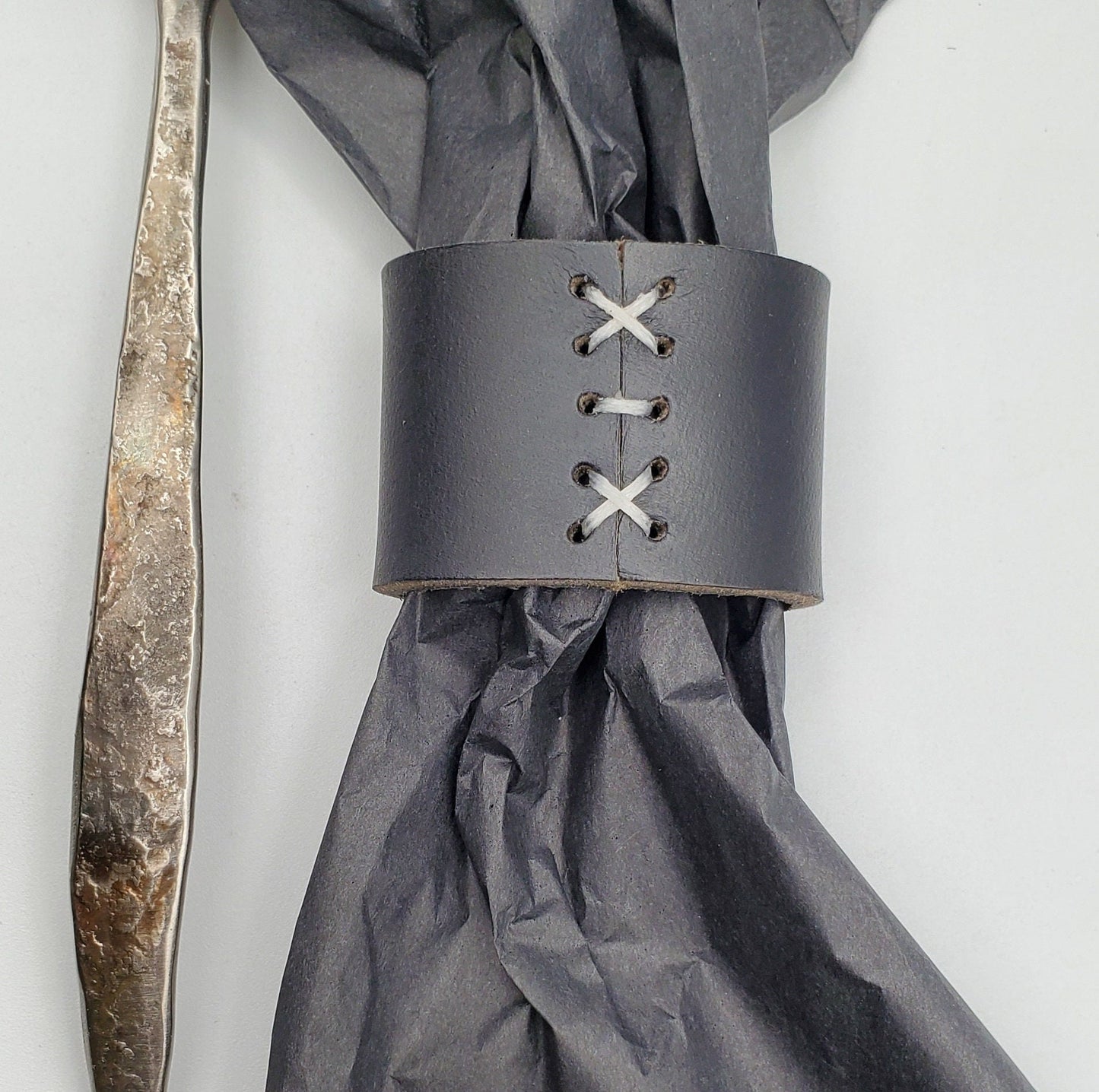 Black & White Leather Napkin Rings, Hand Stitched Lace, Intimate Dining, Leather Anniversary, Dining Accessories, Wedding Table, Table Decor
