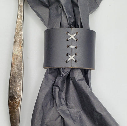Black & White Leather Napkin Rings, Hand Stitched Lace, Intimate Dining, Leather Anniversary, Dining Accessories, Wedding Table, Table Decor