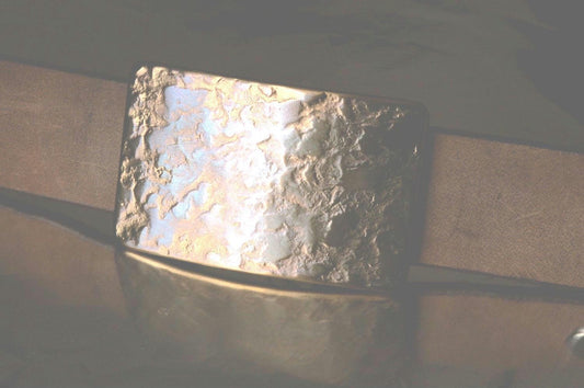Bronze Belt & Buckle, Made in Canada, Hand Forged, Bronze Anniversary Gift, Stainless Steel Buckle, Unisex Buckle, For 1-1/2" Belt For Jeans