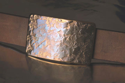 Belt & Buckle Hand Forged Bronze Copper or Silver Rugged Anvil Stainless Steel Buckle Hypoallergenic Fits 1-1/4" Leather Belt for Suits