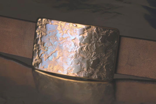 Belt & Buckle Hand Forged Bronze Copper or Silver Rugged Anvil Stainless Steel Buckle Hypoallergenic Fits 1-1/4" Leather Belt for Suits