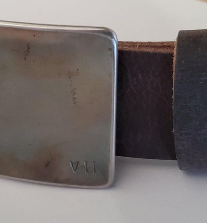 Oil and Water Customized 7th Anniversary Gift Belt & Buckle Set For Jeans Customized Keepsake Personalized Tally Buckle w/ Leather Belt