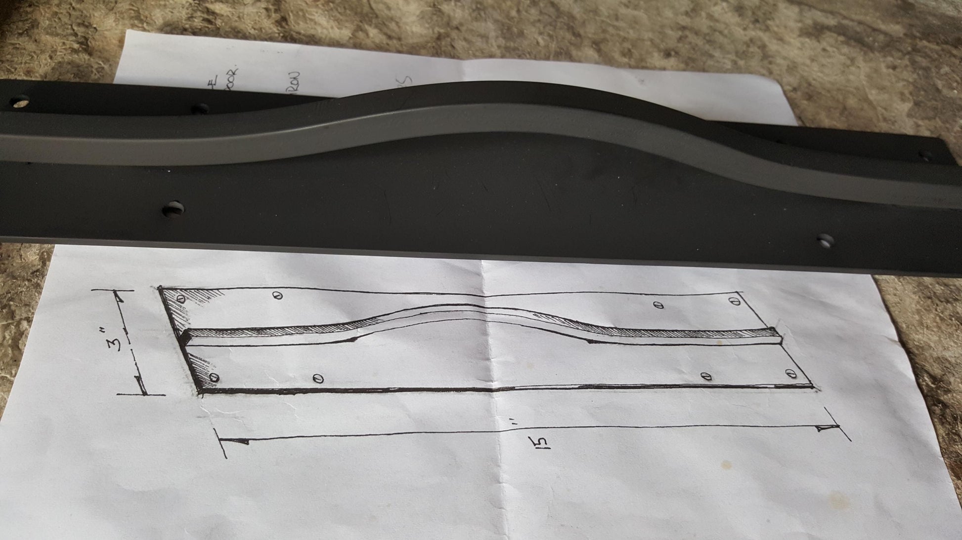 Metal Barn Door Pull Black Hand Forged Door Handle Simple Elegance Custom Steel Pull 15" X 3" Pre Drilled Custom Door Hardware Door Handles