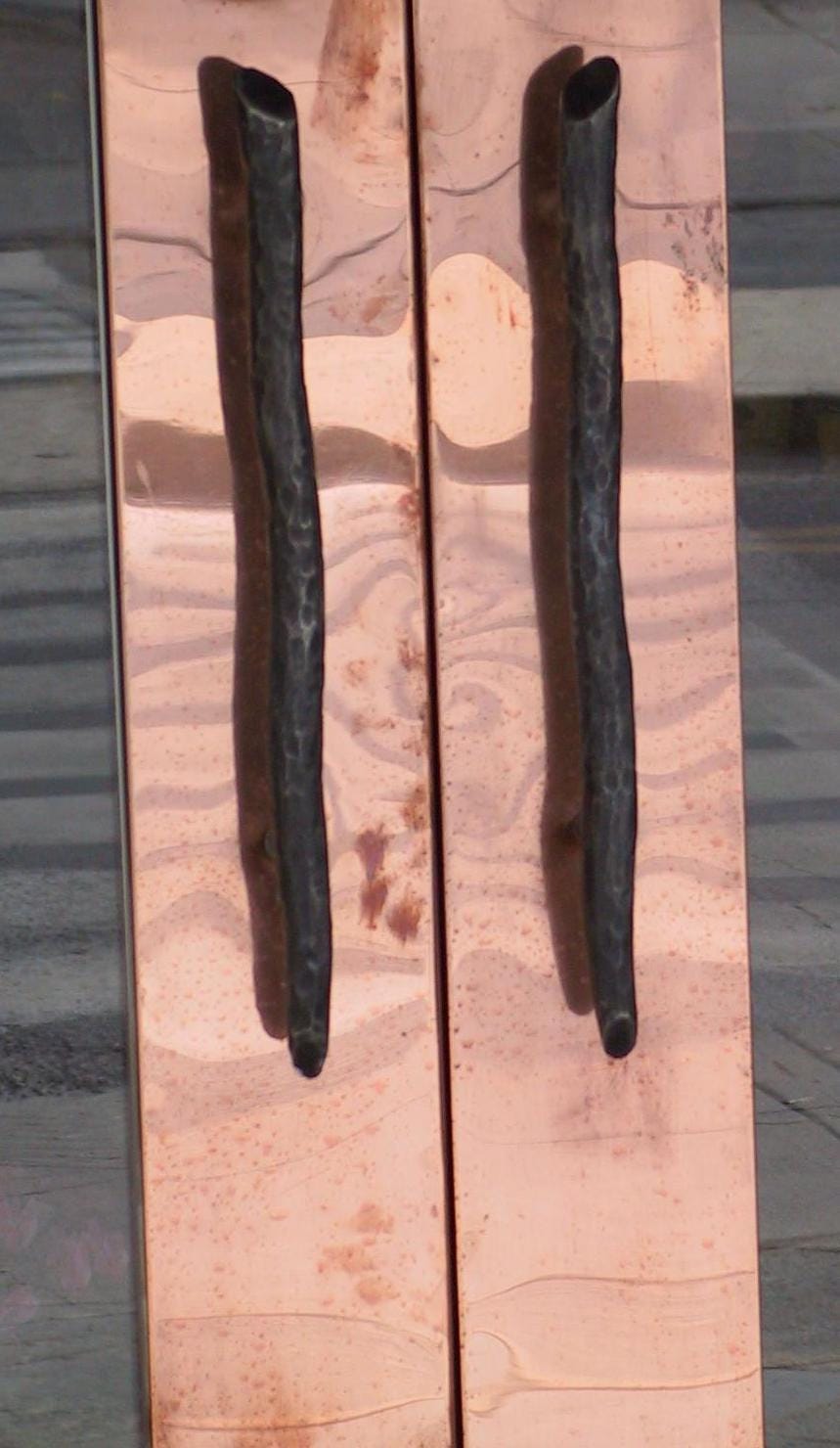 Door Pull, Black Hand Forged Metal, Hardware, Custom Steel Door Handle, Pre Drilled for Mounting Handcrafted by Robert Aucoin -Per Handle