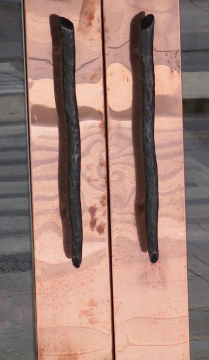 Door Pull, Black Hand Forged Metal, Hardware, Custom Steel Door Handle, Pre Drilled for Mounting Handcrafted by Robert Aucoin -Per Handle