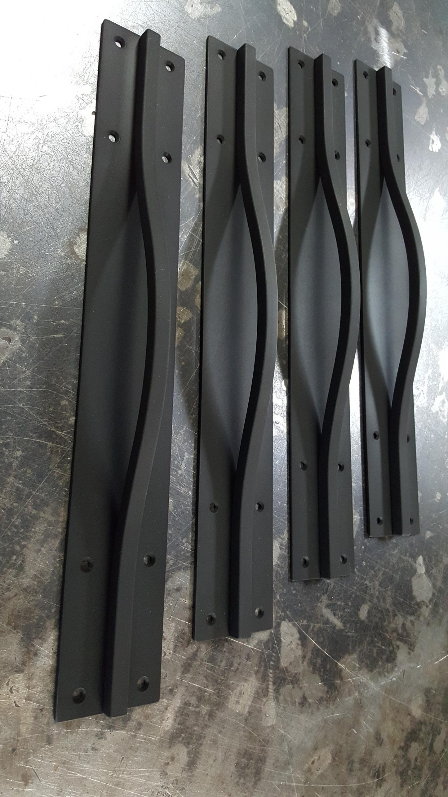 Metal Barn Door Pull Black Hand Forged Door Handle Simple Elegance Custom Steel Pull 15" X 3" Pre Drilled Custom Door Hardware Door Handles