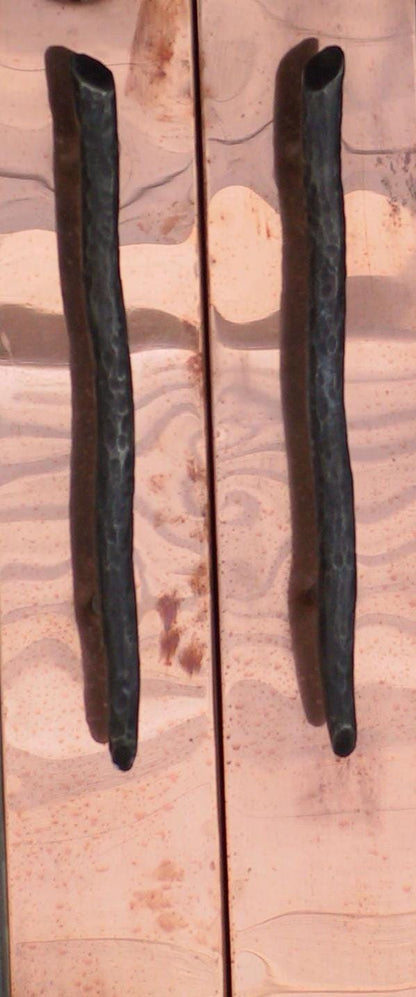 Door Pull, Black Hand Forged Metal, Hardware, Custom Steel Door Handle, Pre Drilled for Mounting Handcrafted by Robert Aucoin -Per Handle