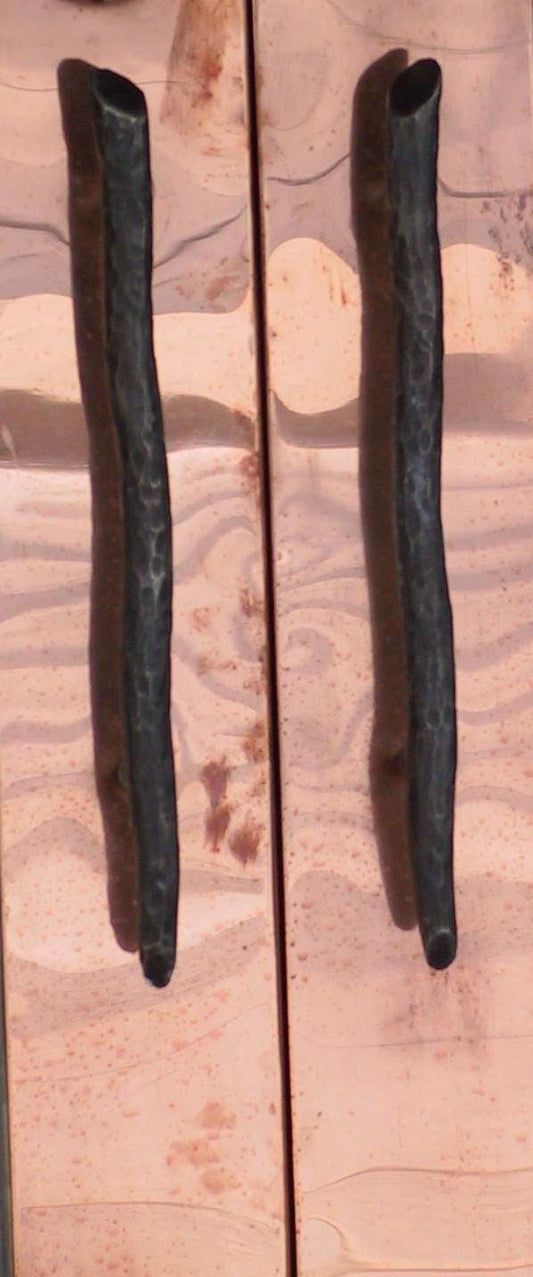 Door Pull, Black Hand Forged Metal, Hardware, Custom Steel Door Handle, Pre Drilled for Mounting Handcrafted by Robert Aucoin -Per Handle