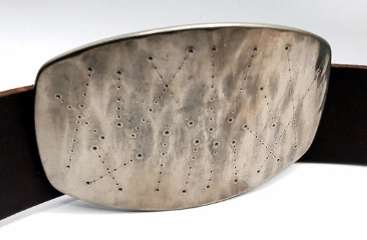 Astronomy Belt & Buckle Fits 2" Belt Hypoallergenic Stainless Steel Buckle Signed Original Star Map by Robert Aucoin