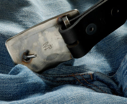 Architectural Series Belt Buckle Set for Jeans Silver & Black or Black and Silver Hand Forged Stainless Steel Buckle For 1-1/2" Leather Belt