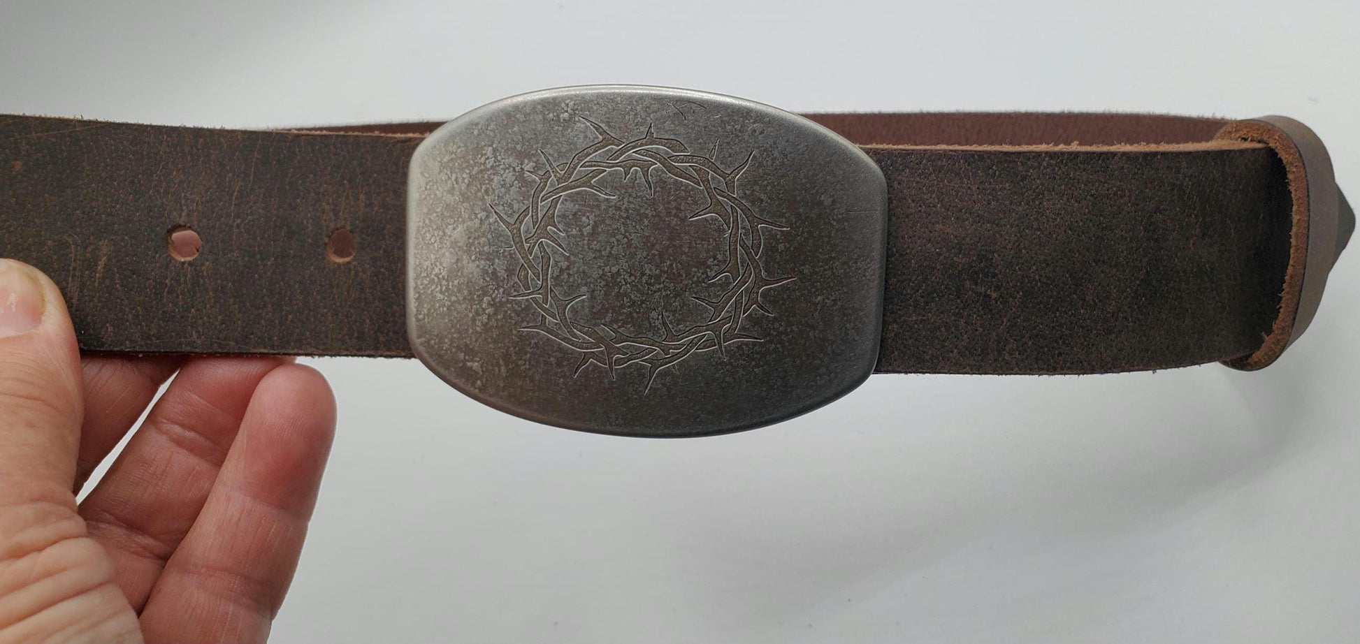 Customized Gift Personalized Belt & Buckle Set for Jeans Casual Pant "Crown of Thorns" Personalized Accessories Unisex Gifts w/ Gift Bag