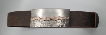 Belt and Buckle Set Landscape Buckle Handforged Seascape Canadian Metal Artist, Robert Aucoin With 1.5" Belt for Jeans