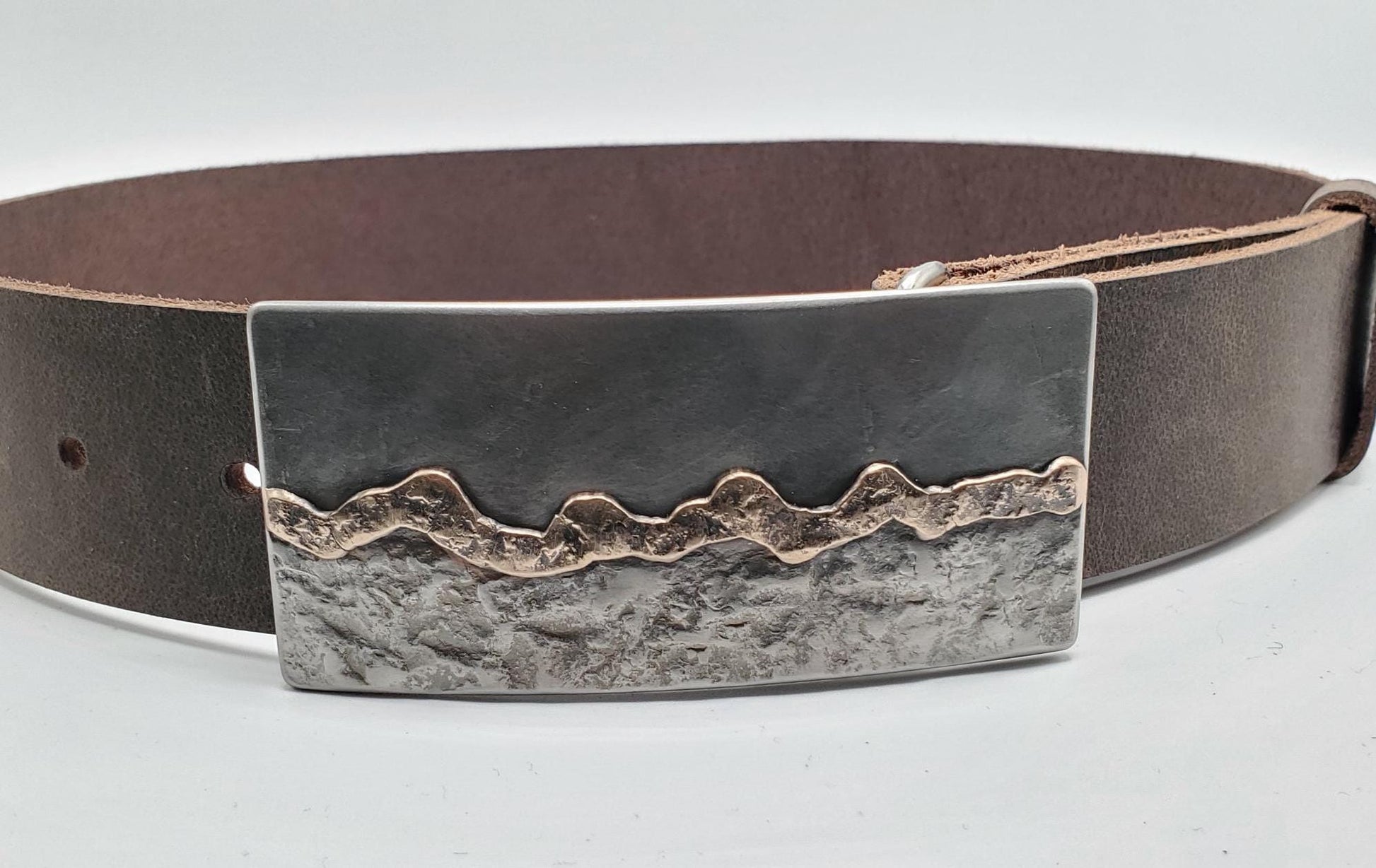 Belt and Buckle Set Landscape Buckle Handforged Seascape Canadian Metal Artist, Robert Aucoin With 1.5" Belt for Jeans