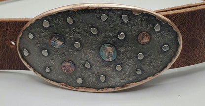 Astronomer's Gift Solar System Belt Buckle & Belt Planets Stars Hand Forged Belt Buckle and Leather 1.5"interchangeable Snap Belt for Jeans