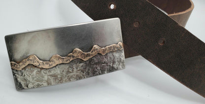 Belt and Buckle Set Landscape Buckle Handforged Seascape Canadian Metal Artist, Robert Aucoin With 1.5" Belt for Jeans