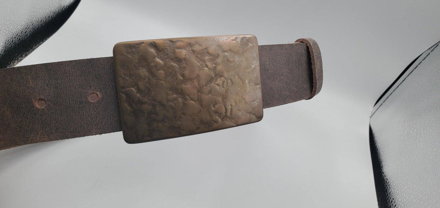 Bronze Anniversary Gift, Birthday Gift, Textured Buckle, Christmas Gifts for Guys or Gals, Stainless Steel Buckle Fits 1-1/2" Belt For Jeans