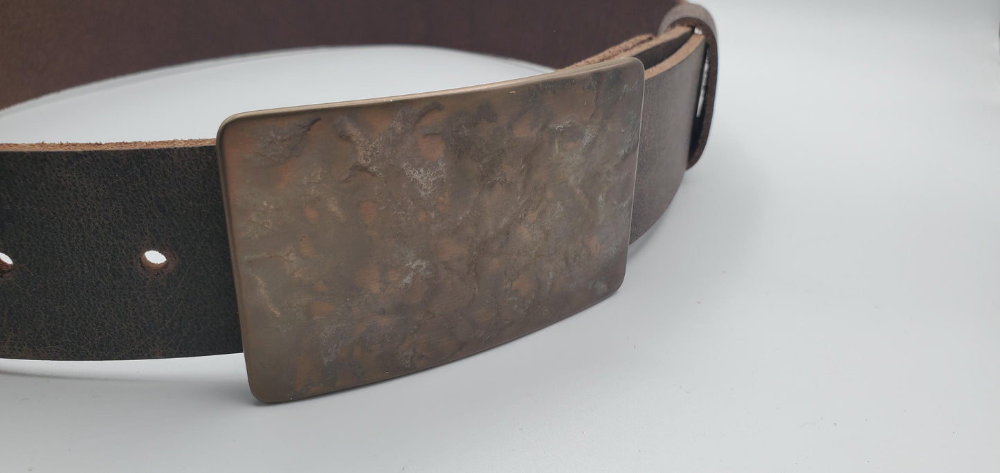 Bronze Anniversary Gift, Birthday Gift, Textured Buckle, Christmas Gifts for Guys or Gals, Stainless Steel Buckle Fits 1-1/2" Belt For Jeans