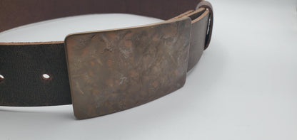 Bronze Anniversary Gift, Birthday Gift, Textured Buckle, Christmas Gifts for Guys or Gals, Stainless Steel Buckle Fits 1-1/2" Belt For Jeans