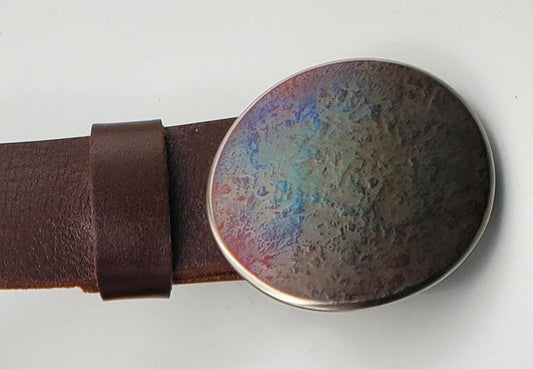 Round Buckle & Belt Hypoallergenic Buckle and Belt Gift, Valentine's Gift for Her Stainless Steel Buckle Dress Buckle, Blue Jean Set