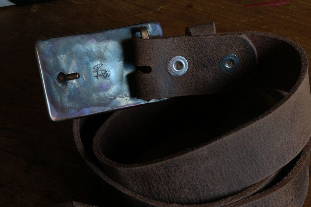 Belt Buckle, Blue Jean Buckle, Hand Forged, Woodgrain Hypoallergenic Accessories for Jeans, Chinos, Workwear, Weddings, Boardroom, Beachwear