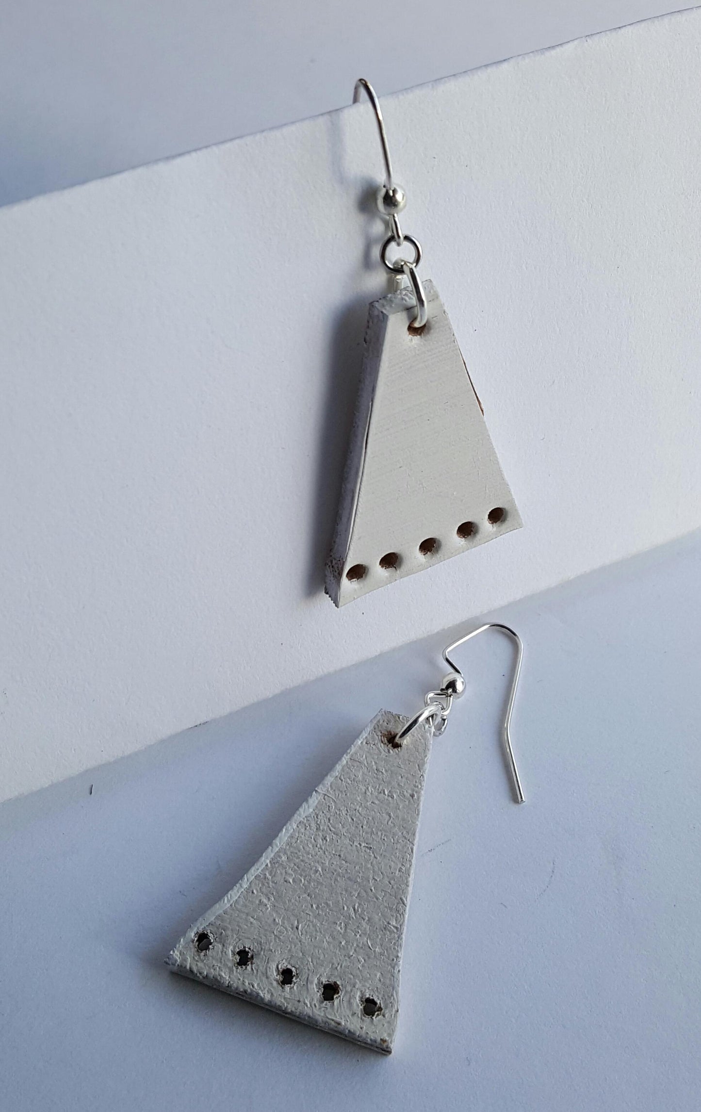 Leather Earrings White Leather Earrings Light Earrings & Burlap Gift Bag Boho Earrings Beach Wedding Handmade Gift for Her Bridesmaid Gift