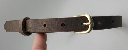 Skinny Belt & Buckle (Silver or Gold) 3/4" Wide Narrow Belt and Buckle for Ladies, Kids Belt and Buckle Choose from five leather colours