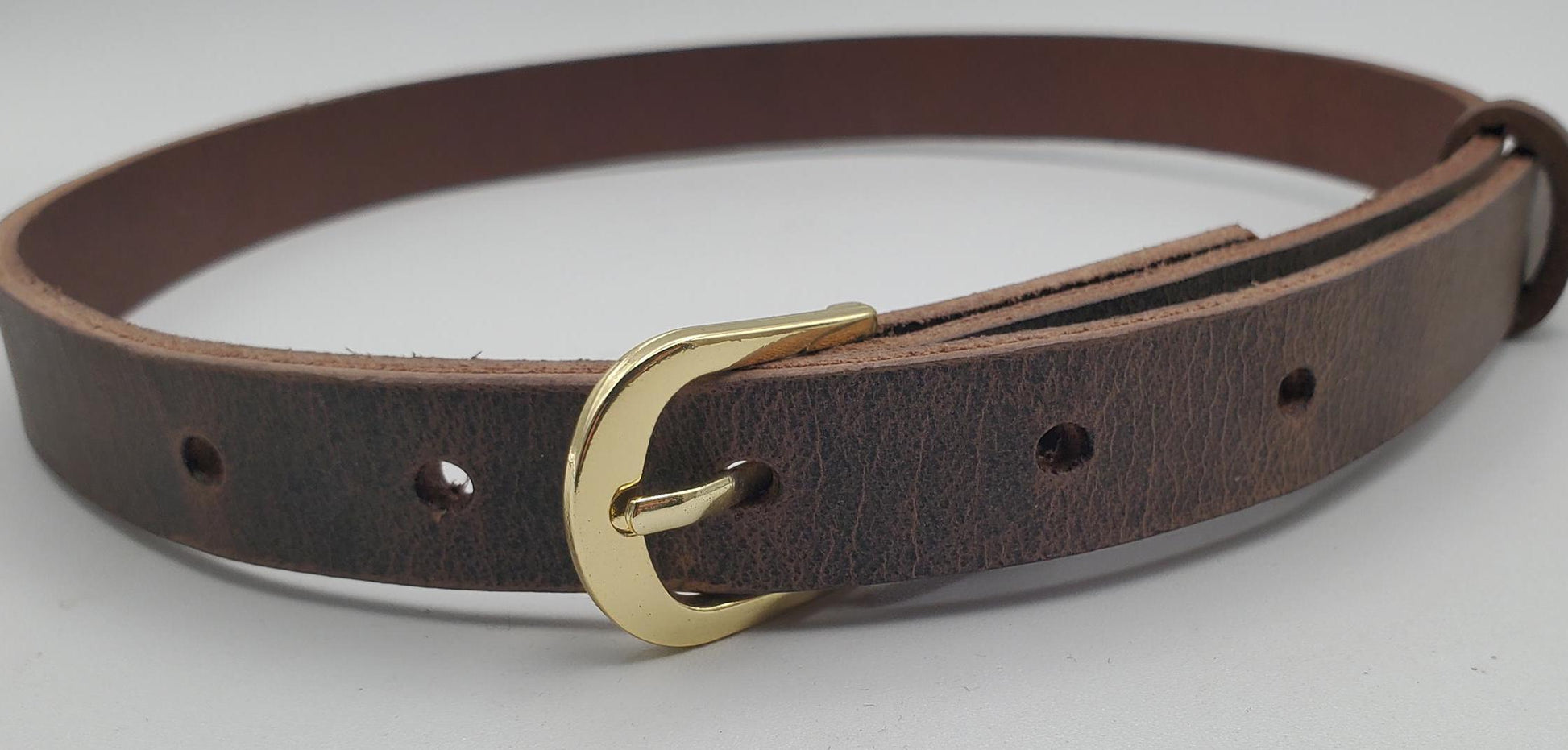 Skinny Belt & Buckle (Silver or Gold) 3/4" Wide Narrow Belt and Buckle for Ladies, Kids Belt and Buckle Choose from five leather colours