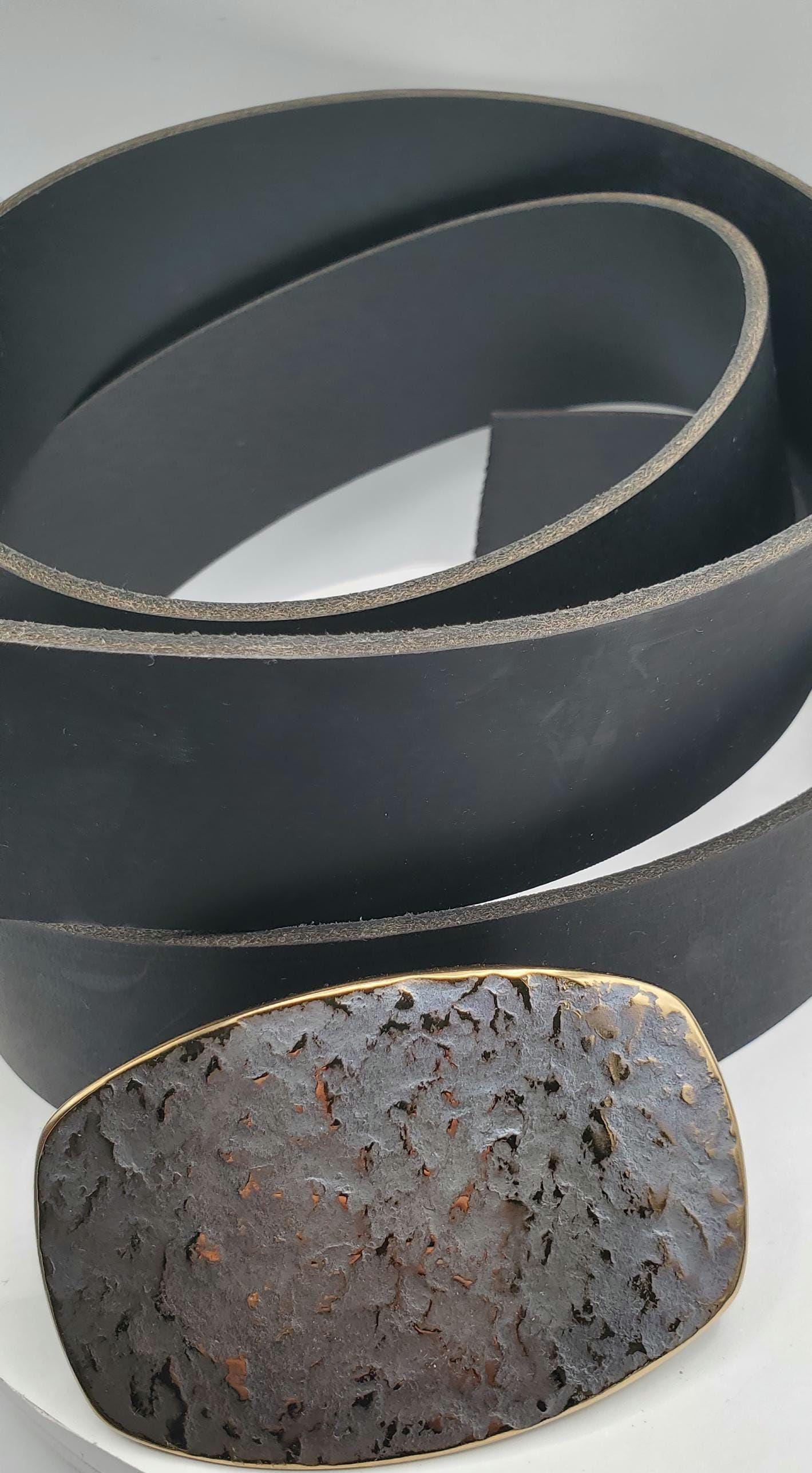 1-3/4" Buckle and Belt Set Hand Forged Canadian Made Buckle and Belt Signed Original HypoAllergenic Buckle 1.75" Leather Jean Belt w/ Snaps