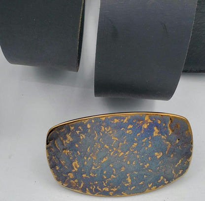 1-3/4" Buckle and Belt Set Hand Forged Canadian Made Buckle and Belt Signed Original HypoAllergenic Buckle 1.75" Leather Jean Belt w/ Snaps