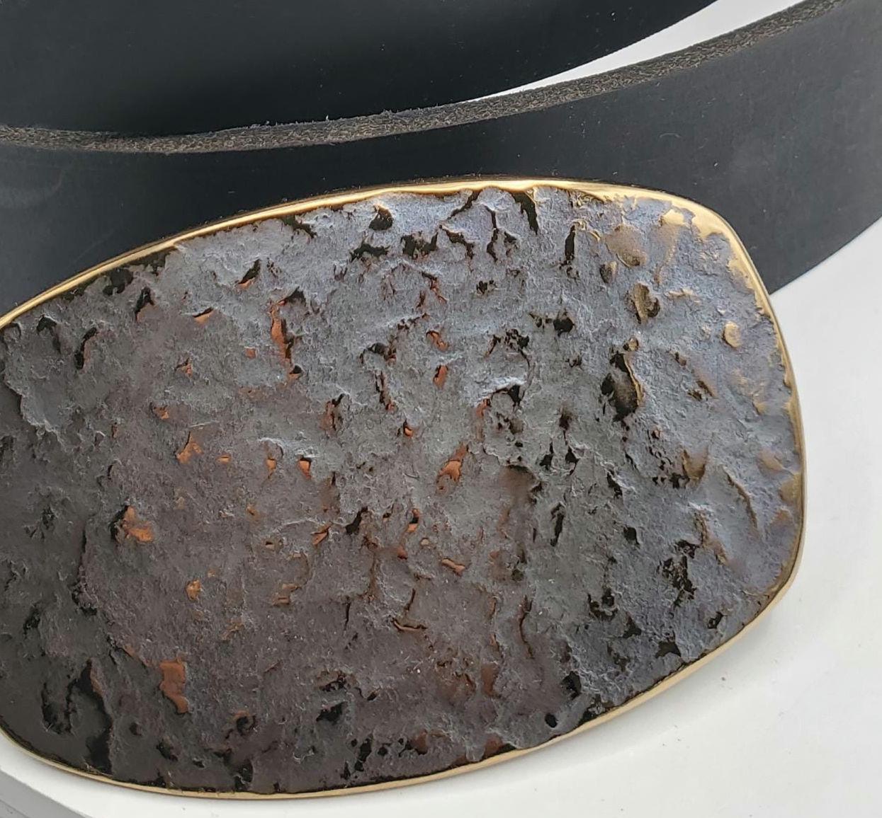 1-3/4" Buckle and Belt Set Hand Forged Canadian Made Buckle and Belt Signed Original HypoAllergenic Buckle 1.75" Leather Jean Belt w/ Snaps