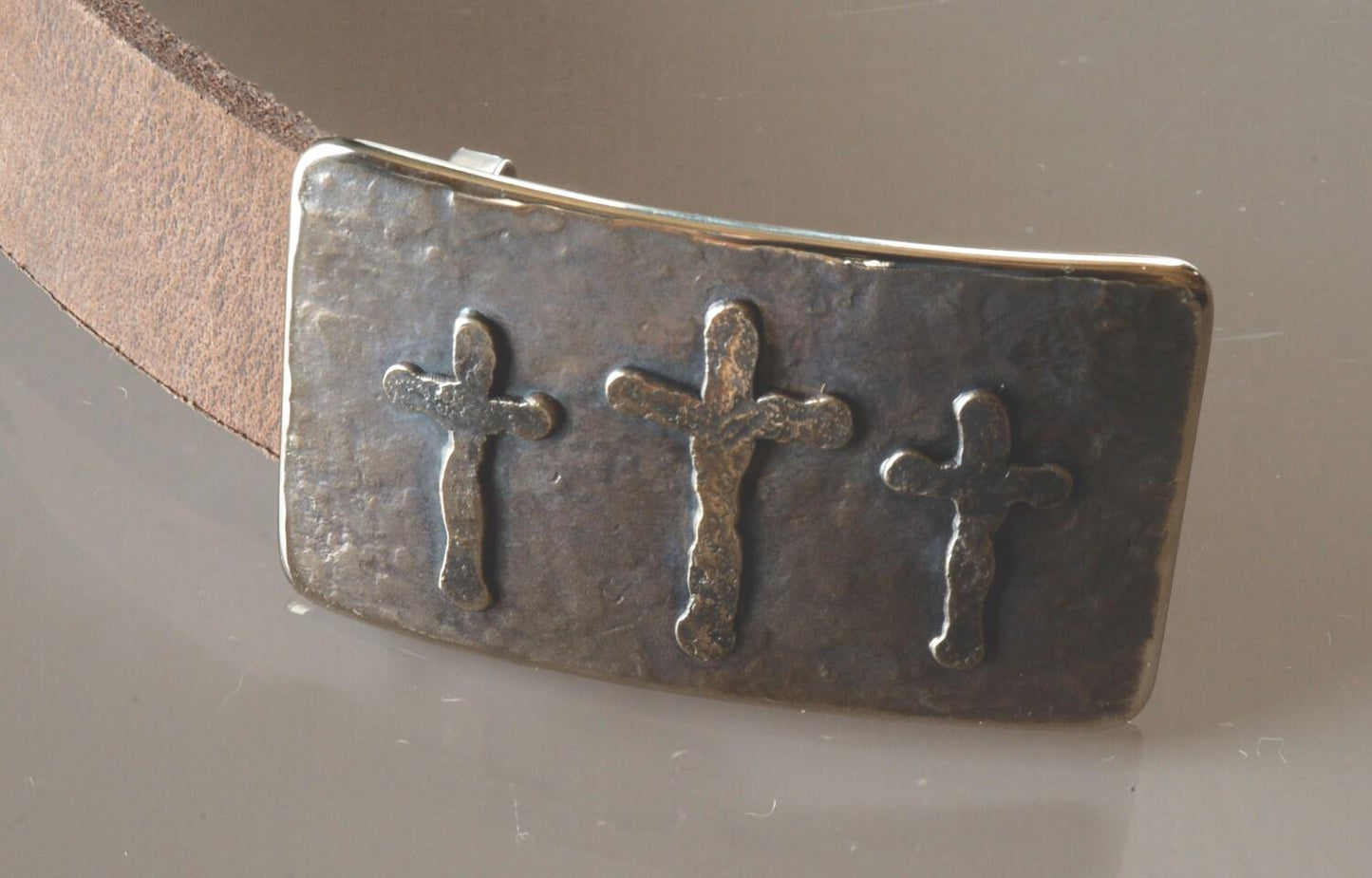 Belt Buckle Old Rugged Cross Hand Forged Rustic Bronze or Silver Hypoallergenic Stainless Steel Christian Gifts CROSS Buckle fits 1.5" Belt