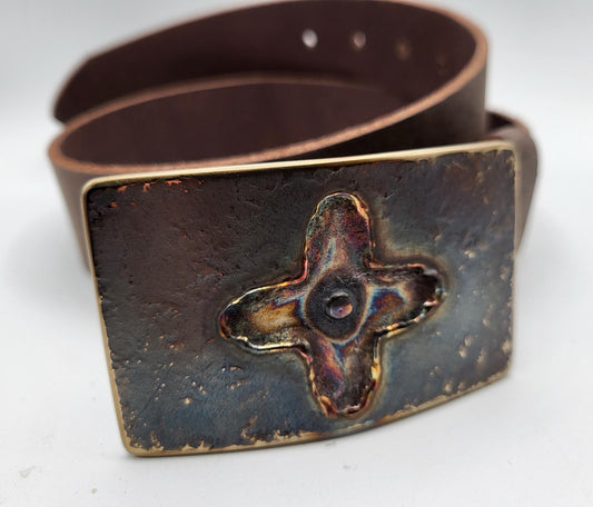 Stained Glass Belt Buckle & Belt, Your Leather Belt Colour Choice,Gift Bag Included