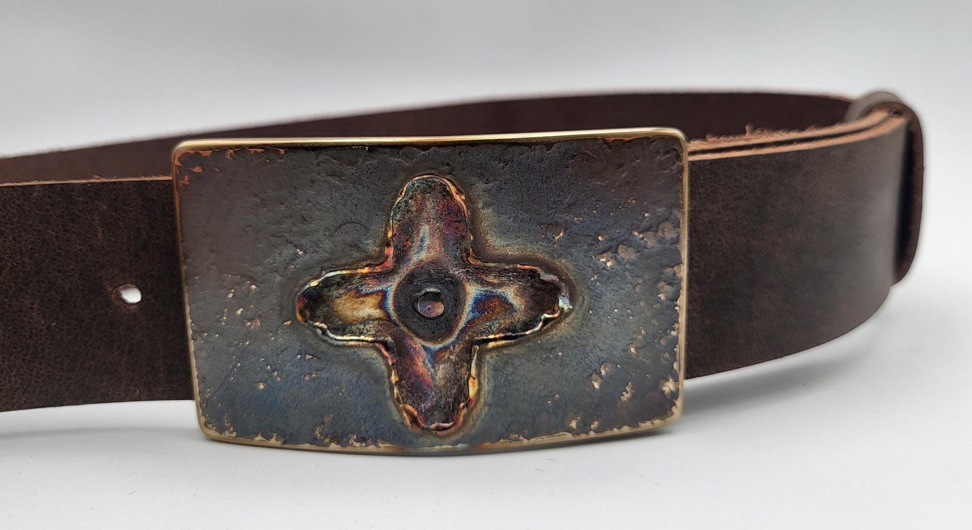 Stained Glass Belt Buckle & Belt, Your Leather Belt Colour Choice,Gift Bag Included
