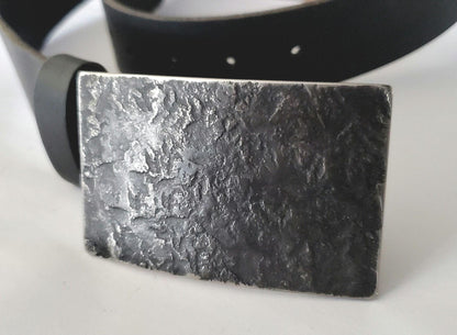 Belt and Buckle Charcoal Belt & Buckle Set for Jeans Canadian Made Hand Forged Stainless Steel Buckle with 1-1/2" Leather Belt with Snaps