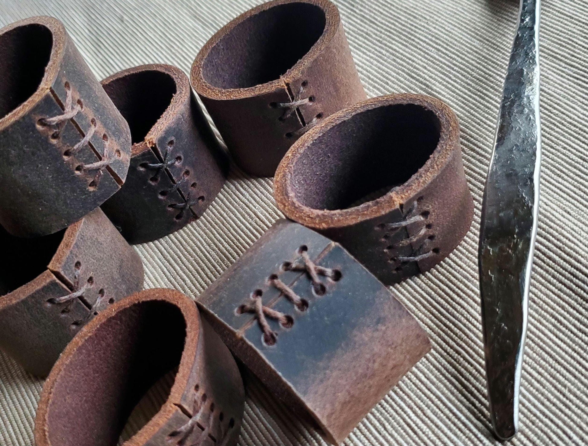 6 alfresco dining Fawn Leather Napkin Rings Casual Dining, Hostess Gift, Housewarming Gift Home Decor Picnics, Dining Accessories, Mom Day