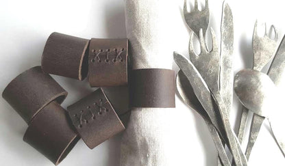 Taupe Leather Napkin Rings (6) Casual Dining, Hostess Gift, Housewarming Gift Home Decor Picnics, Dining Accessories, Mom Day