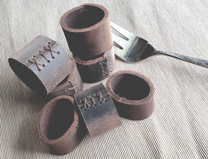 Taupe Leather Napkin Rings (6) Casual Dining, Hostess Gift, Housewarming Gift Home Decor Picnics, Dining Accessories, Mom Day