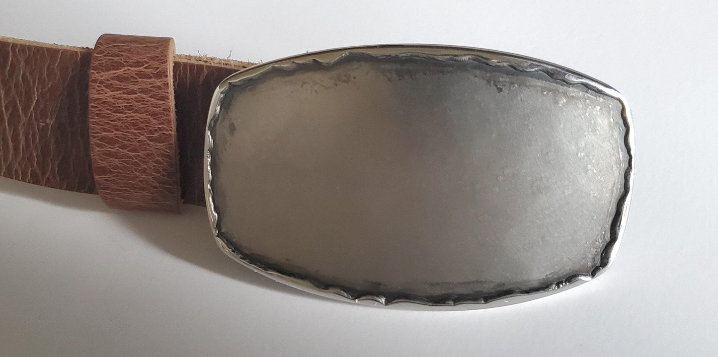 Belt & Buckle Canadian Hand Forged Buckle for Jeans Hypoallergenic Belt Buckle Silver Stainless Steel or Bronze 1.5" Leather Belt and Buckle