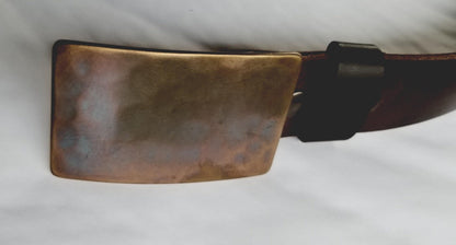 Handcrafted Bronze Buckle & Belt Set Hand Forged Belt Buckle Your Choice Leather Snap Belt Accessories for Jeans Bronze Anniversary Gift