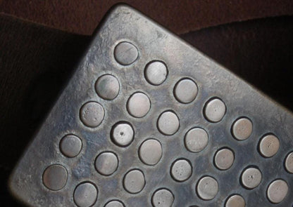 Polka Dot Belt Buckle Oversized Belt Buckle Fits 2" Belt Unisex Bronze & Stainless Steel Signed by Robert Aucoin Jeans or Kilt Buckle