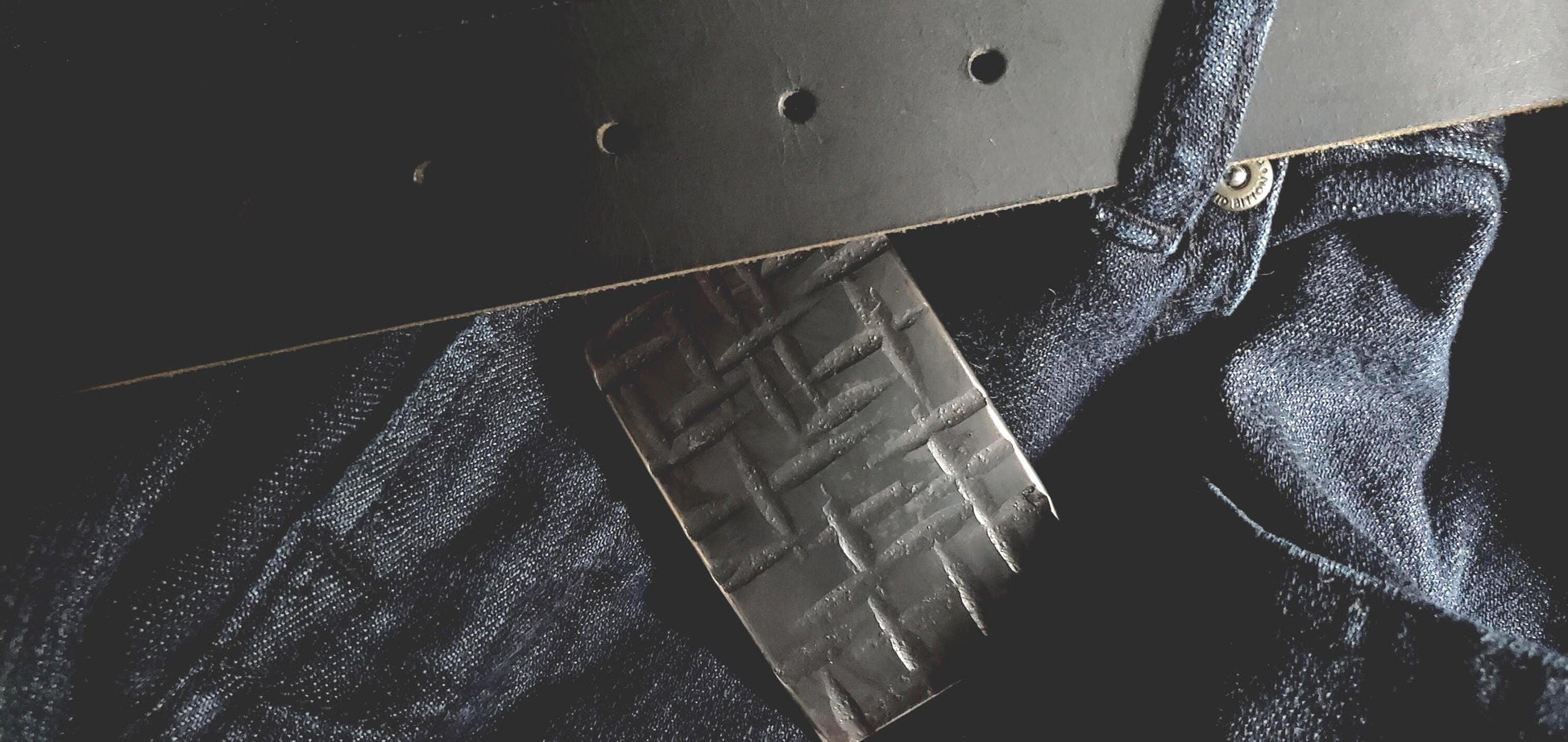 Buckle & Belt Set Black Buckle Blue Jean Belt Buckle Set Hand Forged Stainless Steel Buckle w/ Snap Leather Belt 5 Belt Colour Choices