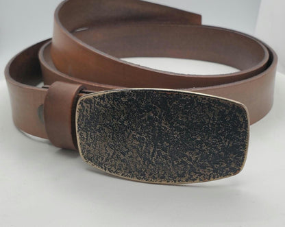 Hand Forged Buckle with Sand Hand Dyed Belt - Buckle with Hand Dyed 1-1/4" Wide Belt