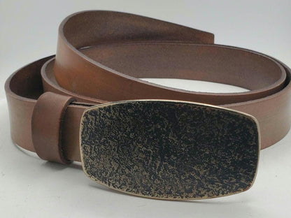 Hand Forged Buckle with Sand Hand Dyed Belt - Buckle with Hand Dyed 1-1/4" Wide Belt