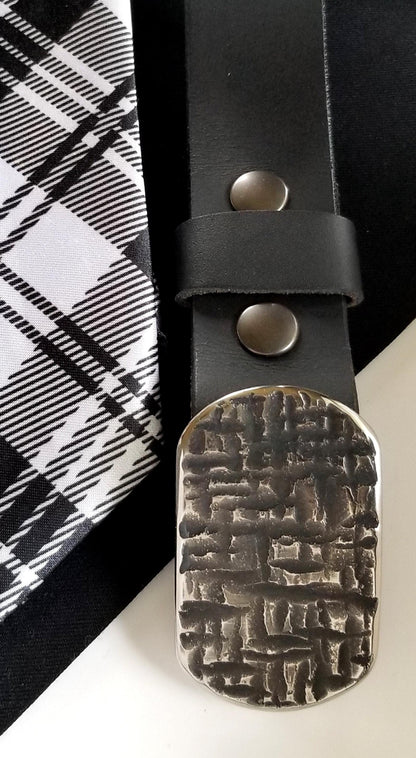 Belt & Buckle SET for Suits Authentic Anvil Textured Belt Buckle Hand Forged Stainless Steel Buckle For Suits Gift for Him Dress Belt