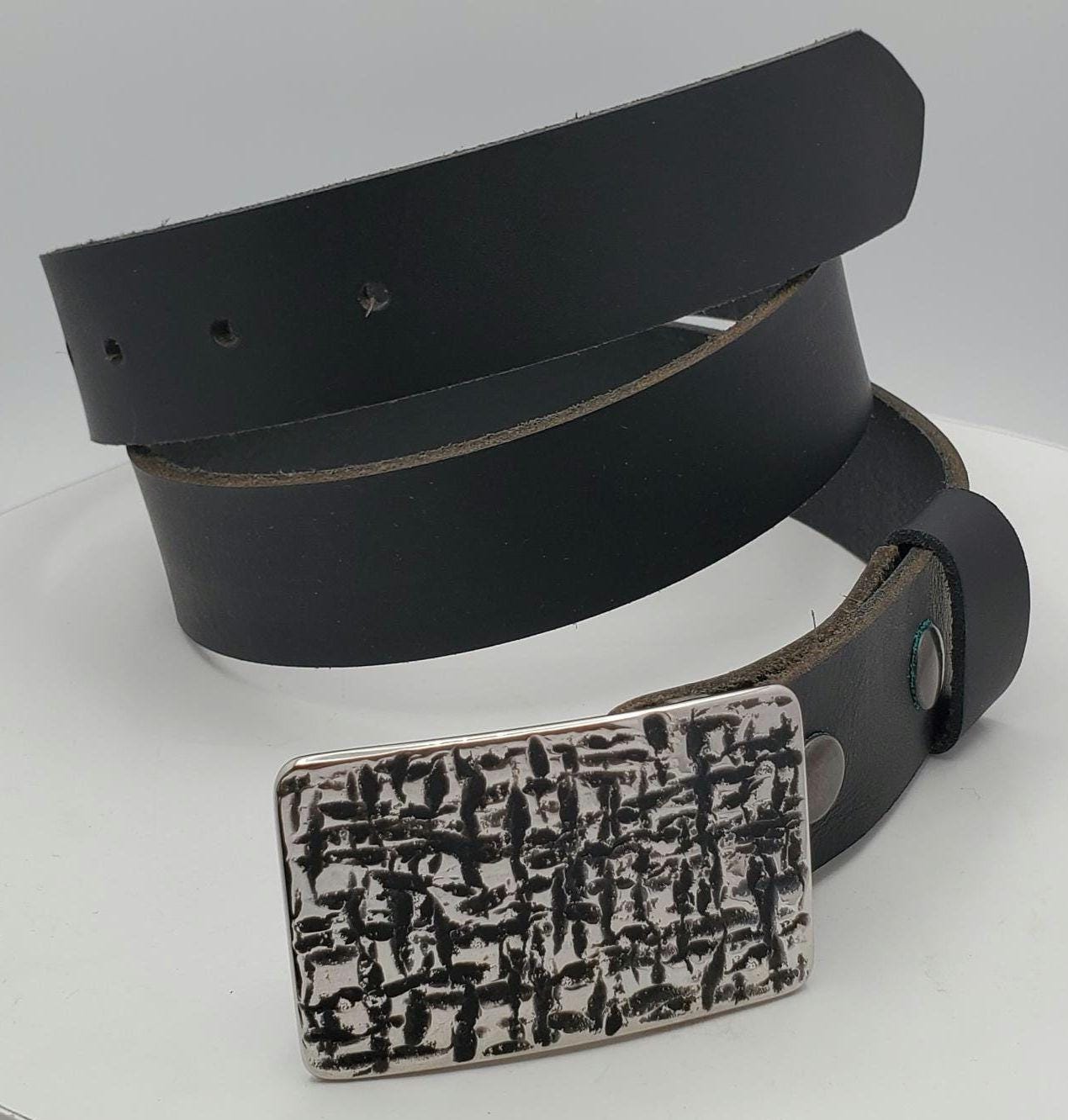 Dress Buckle & Belt Set - Your Belt Colour Choice - Hypoallergenic Stainless Steel Buckle and 1-1/4" Leather Belt Perfect For Suits