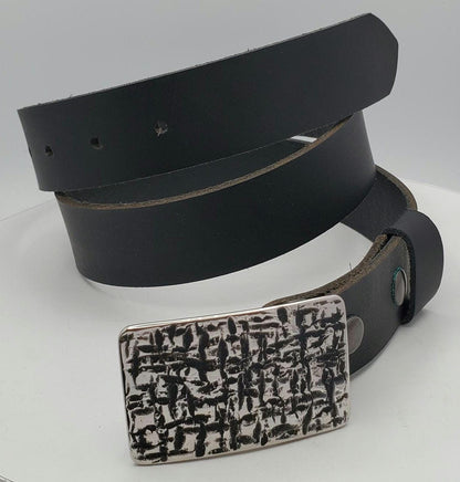 Dress Buckle & Belt Set - Your Belt Colour Choice - Hypoallergenic Stainless Steel Buckle and 1-1/4" Leather Belt Perfect For Suits