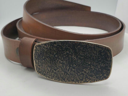 Hand Forged Buckle with Sand Hand Dyed Belt - Buckle with Hand Dyed 1-1/4" Wide Belt