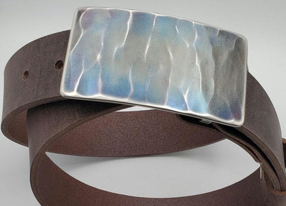 Belt Buckle Blue Jean Buckle Hypoallergenic Hand Forged Organic Wood Grain Stainless Steel Belt Buckle fits 1-1/2" Belt for Blue Jeans