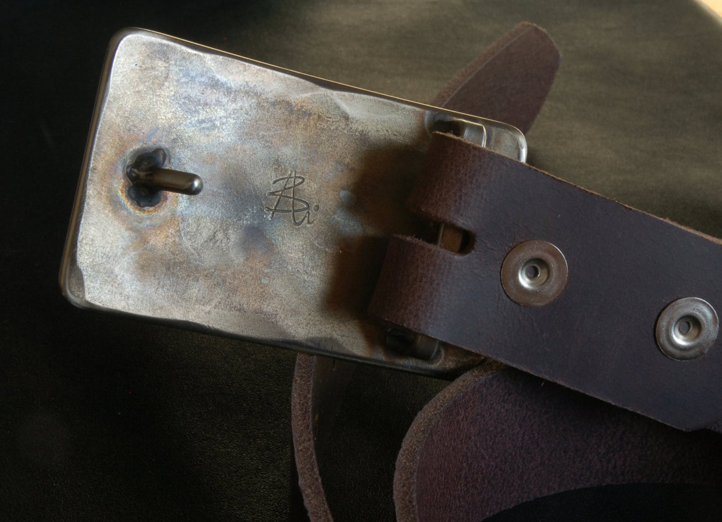 Zia Buckle & Belt Blue or Red New Mexico Etched Buckle with Belt Hand Forged Zia Buckle with 1.5" Leather Belt for Jeans and Gift Bag