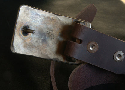 Buckle & Belt Red ZIA Etched Jean Buckle and Belt Set Hand Forged Buckle Red Zia Buckle and Belt 1.5" Leather Belt for Jeans and Gift Bag